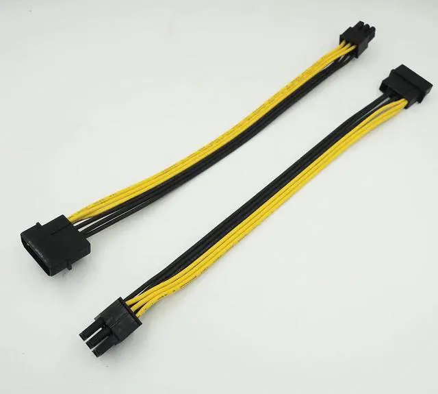 Alt view image 2 of 3 - 10pcs/lot 4 Pin Molex IDE to 6 Pin PCI-E Graphic Card Power Supply Cable Adapter PC Video 20CM 18AWG
