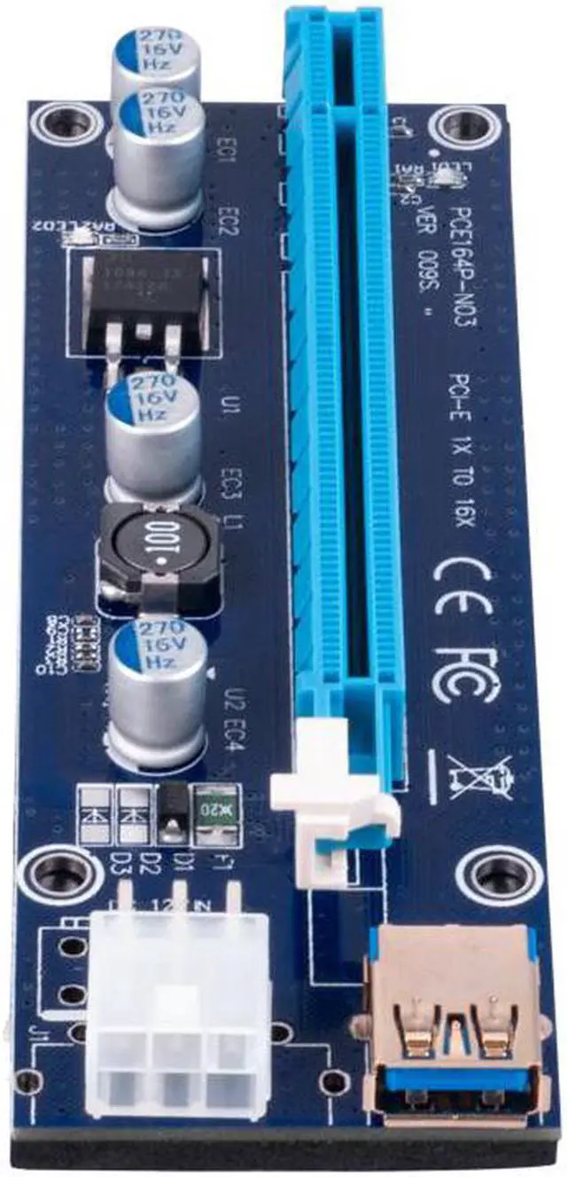 Alt view image 3 of 5 - Golden VER009 USB 3.0 PCI-E Riser VER 009S Express 1X 4x 8x 16x Extender Riser Adapter Card SATA 15pin to 6 pin Power Cable