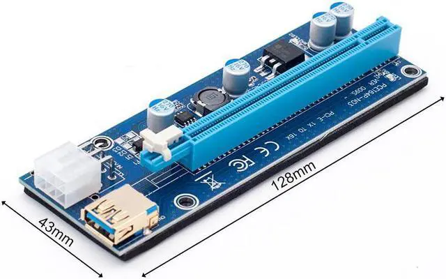 Alt view image 2 of 5 - Golden VER009 USB 3.0 PCI-E Riser VER 009S Express 1X 4x 8x 16x Extender Riser Adapter Card SATA 15pin to 6 pin Power Cable