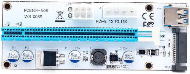 Alt view image 2 of 5 - VER008S 3 in 1 Molex 4Pin SATA 6PIN PCIE PCI-E PCI Express Riser Card 1x to 16x USB 3.0 Cable For Mining Bitcoin Miner