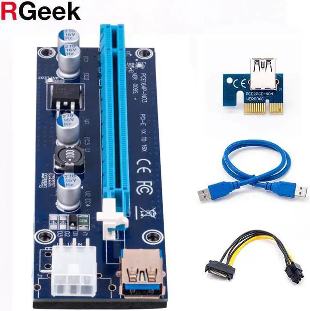 Main image of Golden VER009 USB 3.0 PCI-E Riser VER 009S Express 1X 4x 8x 16x Extender Riser Adapter Card SATA 15pin to 6 pin Power Cable