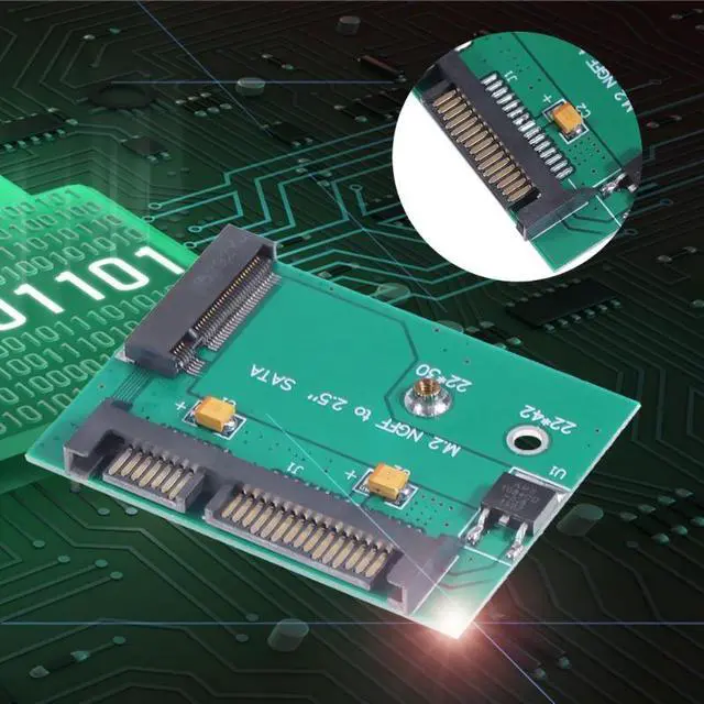 Alt view image 2 of 6 - M.2 NGFF B Key SSD Solid State Drive to Half-Height 2.5inch SATA Interface SSD Converter Adapter Card for PC Desktop Laptop