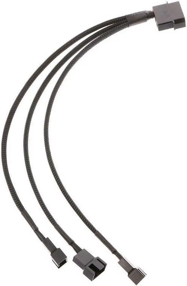 Alt view image 2 of 5 - 1 To 3 Way Y-Splitter Sleeved 4-Pin Molex Male To 3x 3-Pin/4-Pin PWM Fan Male Extension Connector Cable Adapter High Quality
