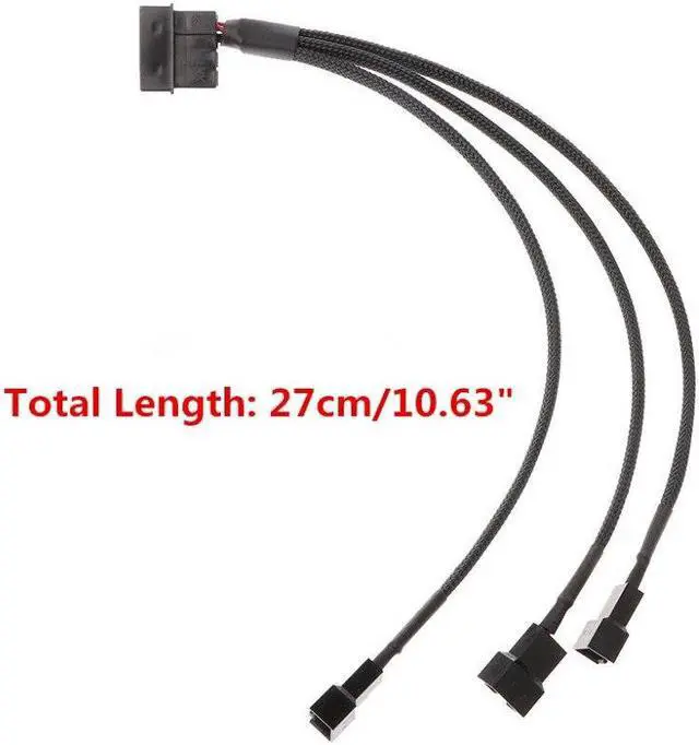 Main image of 1 To 3 Way Y-Splitter Sleeved 4-Pin Molex Male To 3x 3-Pin/4-Pin PWM Fan Male Extension Connector Cable Adapter High Quality
