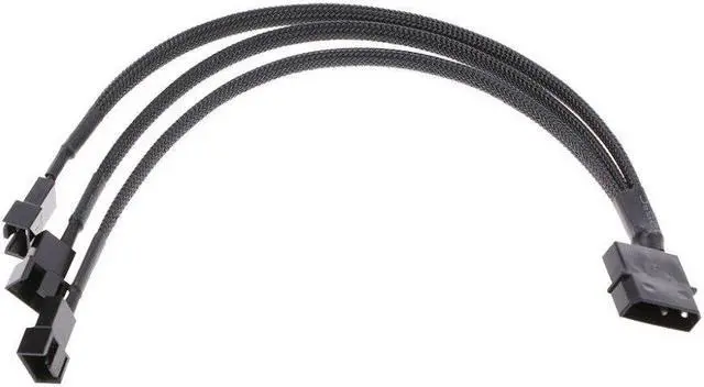 Alt view image 3 of 5 - 1 To 3 Way Y-Splitter Sleeved 4-Pin Molex Male To 3x 3-Pin/4-Pin PWM Fan Male Extension Connector Cable Adapter High Quality