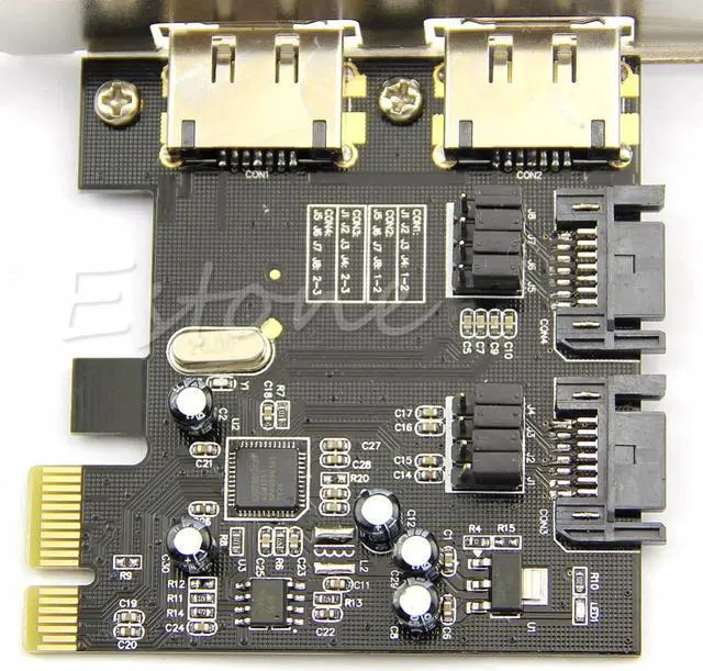 Alt view image 6 of 6 - Esata PCI-E PCI Express 6Gbps to 2 Ports SATA 3.0 SATA III ASM106 Card Adapter