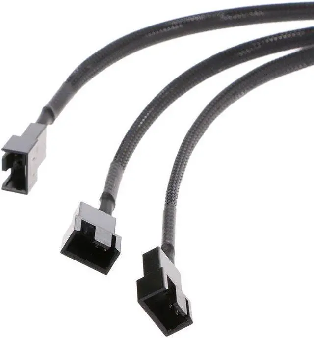 Alt view image 4 of 5 - 1 To 3 Way Y-Splitter Sleeved 4-Pin Molex Male To 3x 3-Pin/4-Pin PWM Fan Male Extension Connector Cable Adapter High Quality