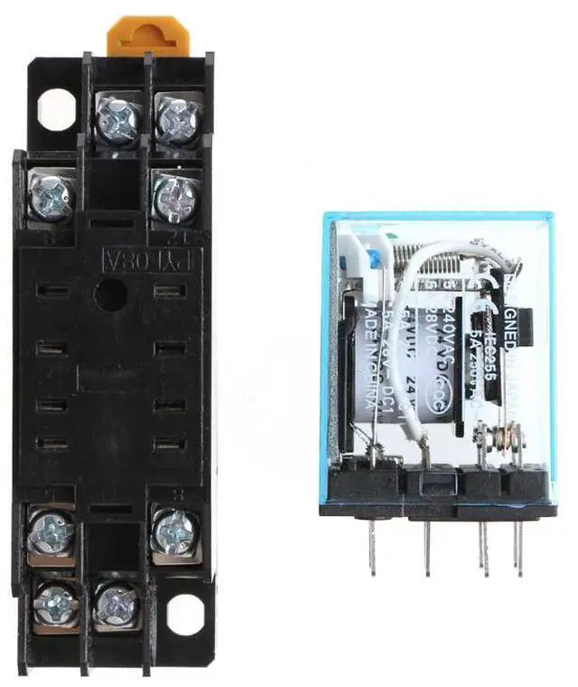 Alt view image 4 of 6 - 8 Pin MY2NJ Relay 24V DC Small Relay 5A DPDT Coil Mini East Electromagnetic Relay With Base Socket