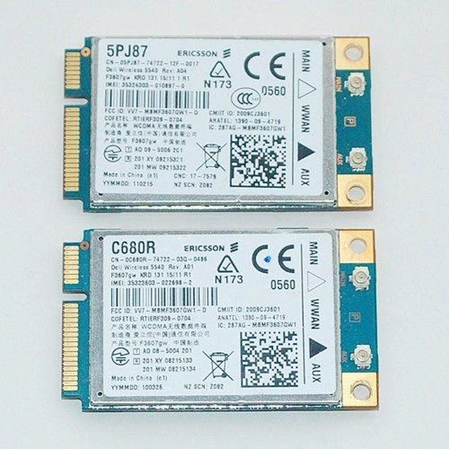 Alt view image 3 of 3 - DW5540 F3607GW 3G Wifi Card WWAN Wireless Module Mobile Broadand 5PJ87 C680R H039R Pci-e 7.2M for DELL E4310 E6400 E5400 E6410