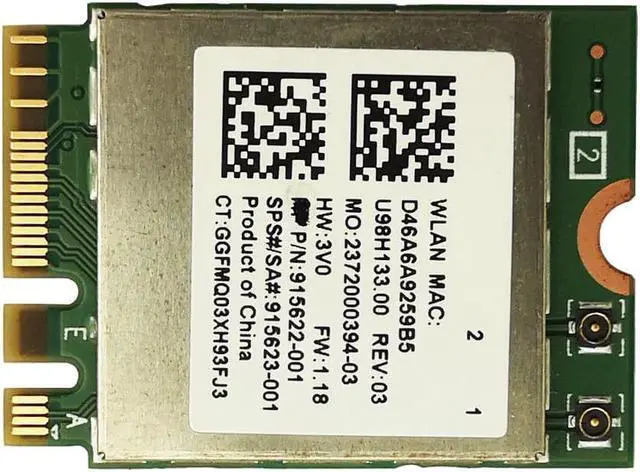 Alt view image 3 of 4 - Realtek RTL8822BE IIEEE802.11AC/A/B/G/N WiFi + Bluetooth4.1 NGFF Wireless WLAN Card 2.4G/5GHz sps :915623-001