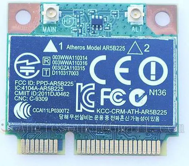 Main image of WIRELESS WIFI CARD for HP COMPAQ 655795-001 654825-001 ATHEROS AR5B225 BLUETOOTH 4.0 Mini PCI-E BT