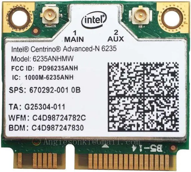 Main image of 6235ANHMW SPS 670292-001 6235AN + BLUETOOTH 4.0 PCIE 802.11agn 300mbps 2.4G/5GHz Wifi Card for COMPAQ WIRELESS N 6235 hp