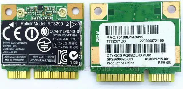 Alt view image 2 of 3 - Wlan Card for Ralink RT3290 Mini PCI Express 150Mbps 802.11N Wireless WIFI Bluetooth BT N029tx Hp 690020-001 689215-001