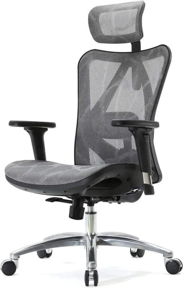 Alt view image 3 of 11 - SIHOO Ergonomic Adjustable Office Chair with 3D Arm Rests and Lumbar Support - High Back with Breathable Mesh - Mesh Seat Cushion - Adjustable Head & Reclines Grey