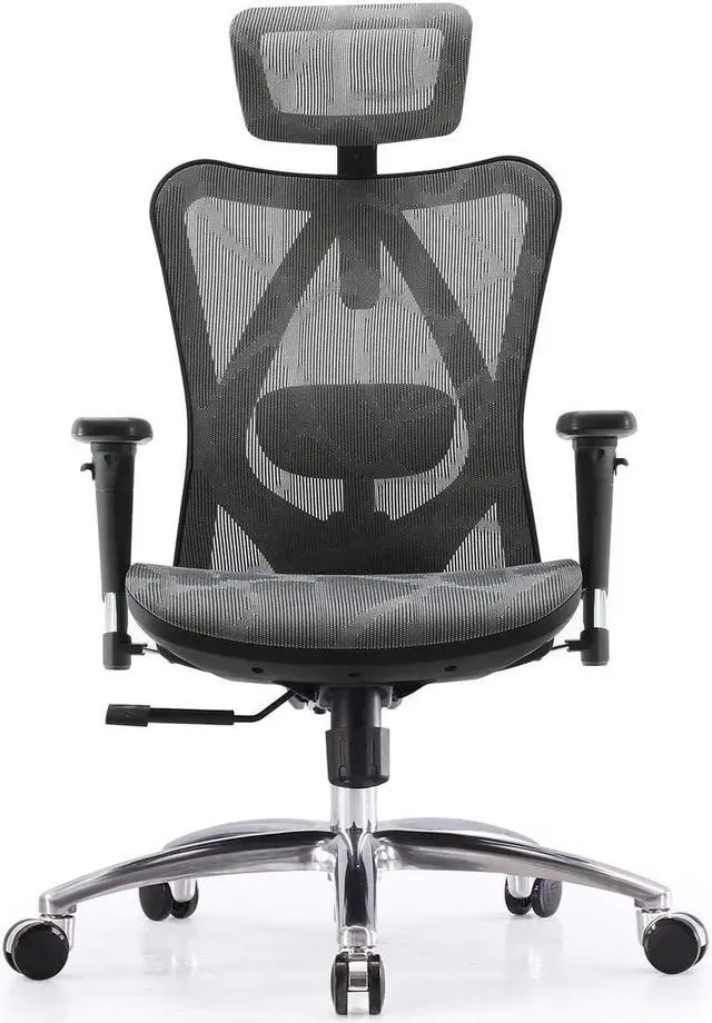 Alt view image 4 of 11 - SIHOO Ergonomic Adjustable Office Chair with 3D Arm Rests and Lumbar Support - High Back with Breathable Mesh - Mesh Seat Cushion - Adjustable Head & Reclines Grey