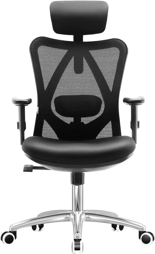 SIHOO High-Back Mesh Office Chair with Lumbar Support, Ergonomic Chair for  Desk, Breathable Mesh Adjustable Headrests for Home Office, Black 