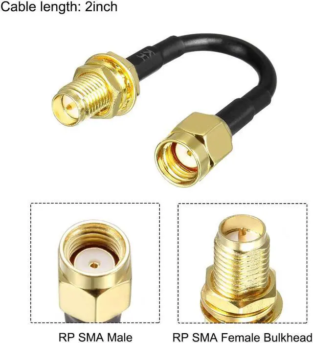 Alt view image 2 of 4 - Antenna Extension Cable RP-SMA Male to RP-SMA Female Low Loss RG174 2 inch 2pcs