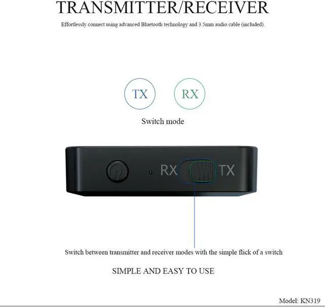 Alt view image 2 of 7 - 2-in-1 Bluetooth 5.0 Wireless Audio Aux 3.5mm Adapter Transmitter and Receiver