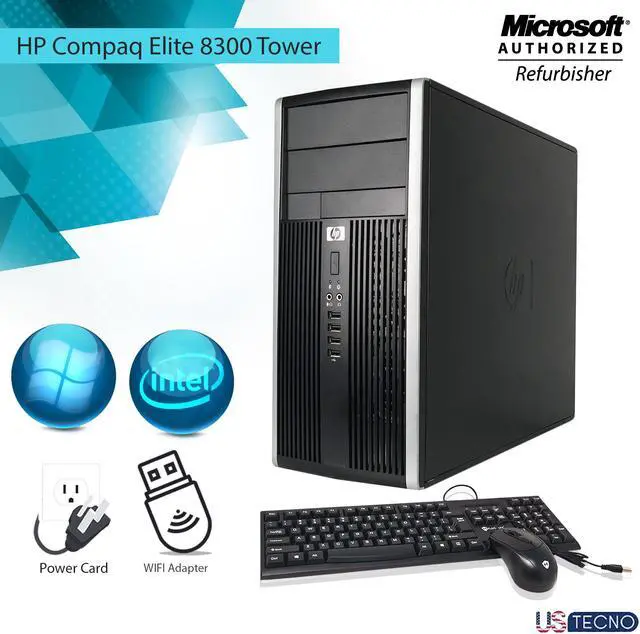 Alt view image 6 of 8 - Grade A- HP Compaq Elite 8300 Tower Desktop Computer Core i5 3rd Gen 3470 8GB RAM 500 GB HDD DVD Windows 10 Professional Free Keyboard & Mouse Combo