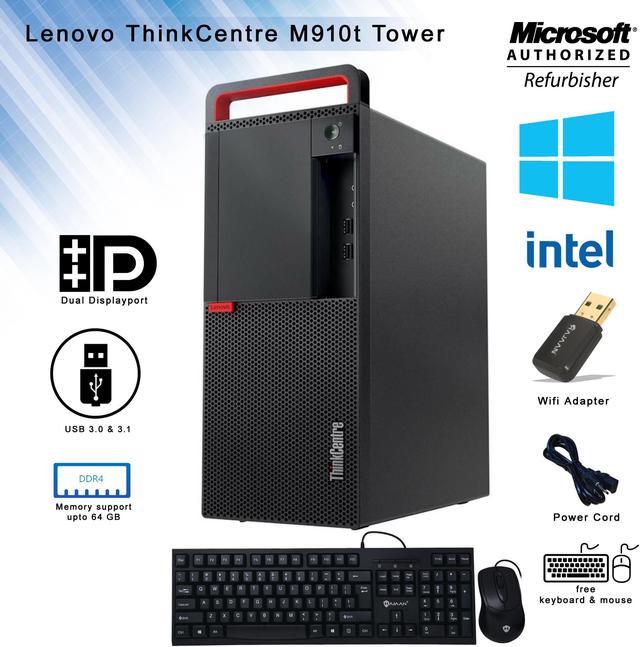 Grade A Business Desktop - Lenovo ThinkCentre M910t Tower Computer PC Core  i7 6th Gen 6700 3.40 Ghz 16GB DDR4( Memory Support Upto 64GB) 256GB SSD USB  
