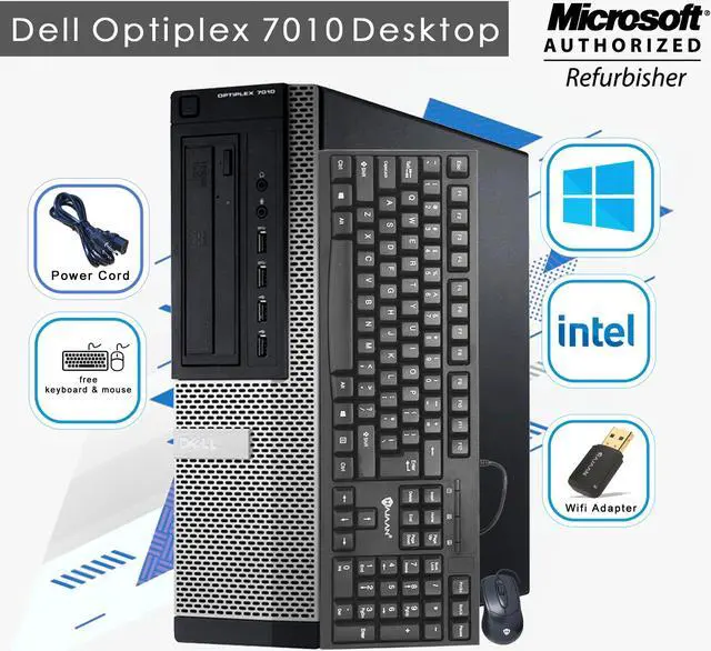 Alt view image 6 of 10 - Dell Optiplex 7010 Desktop Computer Intel Core i5 3470 8GB 256GB SSD+500GB DVD Windows 10 Home New Free Keyboard, Mouse,Power cord,WiFi Adapter