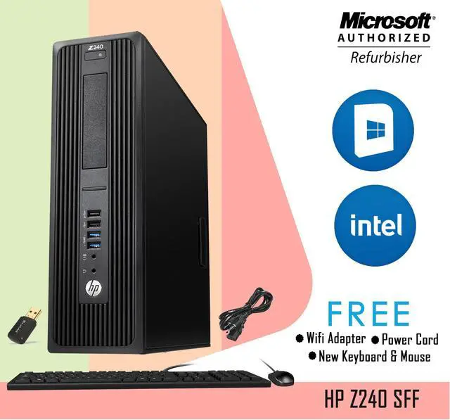 Alt view image 2 of 5 - HP Workstation Z240 SFF Grade A Desktop PC Computer Core i5 6500 Upto 3.60 Ghz 8GB DDR4 256GB SSD 500GB HDD USB 3.0 Dual (2)  20 inch Tecnii Monitor (HDMI) Win 10 Home New Keyboard & Mouse Combo