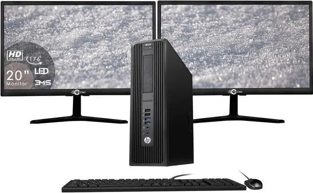 Main image of HP Workstation Z240 SFF Grade A Desktop PC Computer Core i5 6500 Upto 3.60 Ghz 8GB DDR4 256GB SSD 500GB HDD USB 3.0 Dual (2)  20 inch Tecnii Monitor (HDMI) Win 10 Home New Keyboard & Mouse Combo