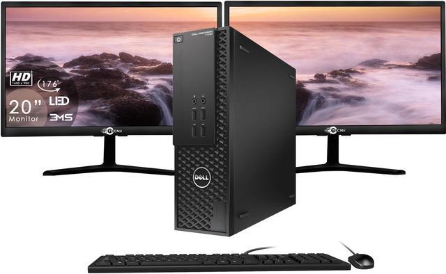 Dell Precision T1700 SFF Grade A Desktop PC Computer Core i5 4570 Upto 3.60  Ghz 8GB DDR3 128GB SSD Dual (2)- 20 inch Tecnii Monitor (HDMI) Win 10 Home 