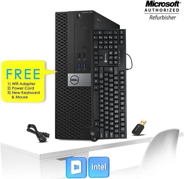 Alt view image 4 of 6 - Dell PC desktop 3040 (SFF) Computer intel Core i5 6th Gen 6500 Upto 3.60 Ghz 8GB RAM 256GB SSD "20"  Inch Tecnii Monitor (HDMI)" Win10 HomeNew Wired KB , Mouse, 2 X DP Port, WiFi Adapter