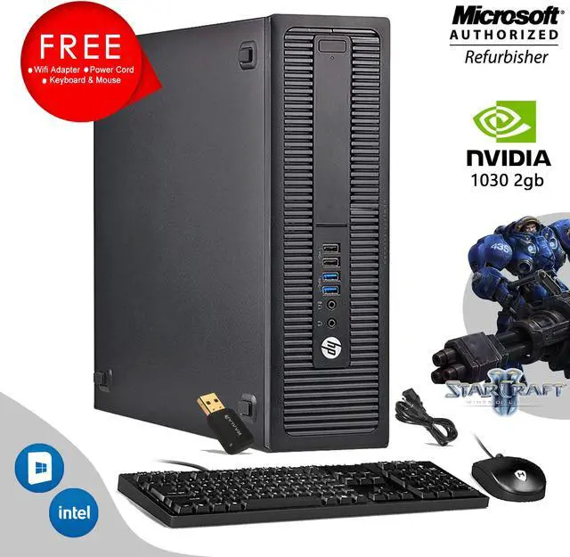 Main image of HP "Gaming Desktop PC Computer" Core i5 4th Gen 4570 Upto 3.60 Ghz 16GB RAM 512GB SSD "Nvidia GT 1030 2GB (HDMI,DVI)" Win 10 Home New Wired KB & Mouse Combo, WiFi