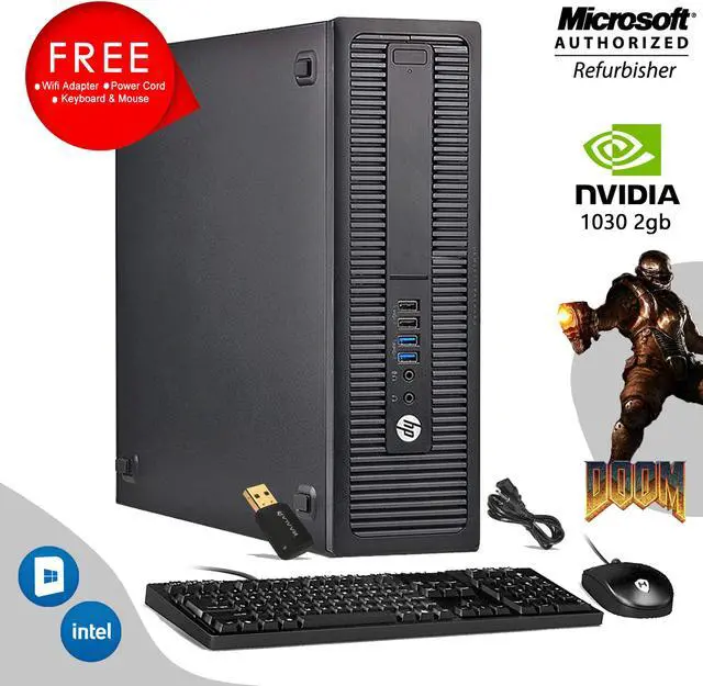 Main image of HP Gaming PC Computer 800 G1 SFF Desktop Core i5 4th Gen 4570 3.20 Ghz (Upto 3.60 Ghz) 8GB RAM 1TB SSD\ Nvidia GT1030 2GB (HDMI, DVI)\Win 10 Pro New Wired KB & Mouse Combo