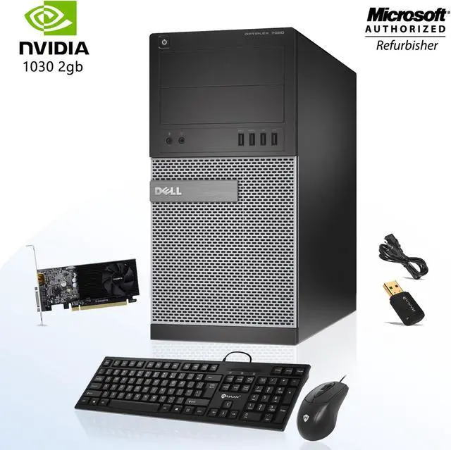 Main image of Dell Gaming Desktop 7020 Tower Computer PC  Core i5 4th Gen 4570 3.20 Ghz (Upto 3.60 Ghz) 16GB Memory 1TB SSD Nvidia Geforce 1030 2GB Win 10 Home New Wired KB & Mouse Combo, WiFi
