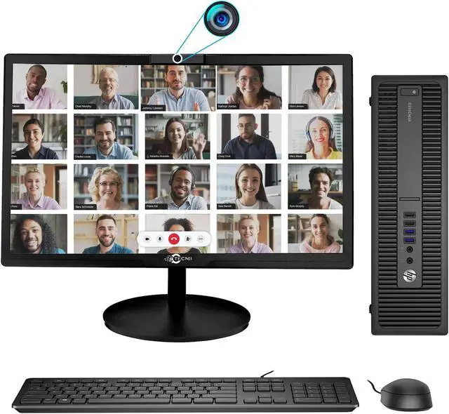 Main image of HP EliteDesk 800 G1 SFF Desktop Computer Core i5 4570 8GB RAM 256GB SSD With Brand 20" video-calling monitor, Windows 10 Pro, New Free Keyboard, Mouse,Power cord,WiFi Adapter