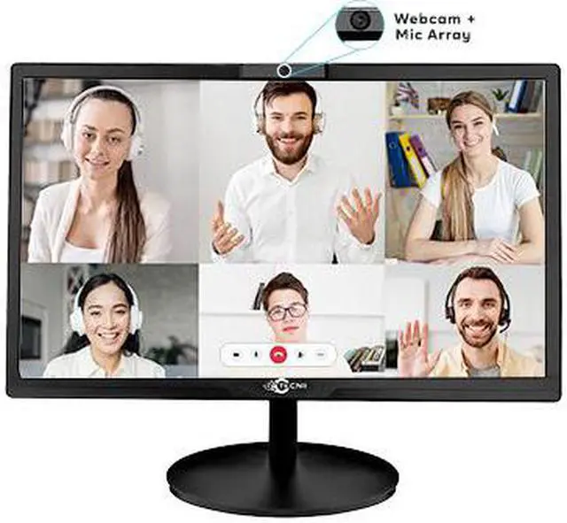 Main image of Webcam Monitor TECNII 20 Inch  (2022W) LED Backlit, Built-in Web Camera, Microphones, Speakers, HDMI VGA Inputs for Home and Office| Black