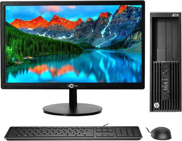Main image of HP Z230 SFF Business Desktop PC Computer & New 24 inch monitor (HDMI) Intel i5 4570 16GB RAM 128GB SSD With Windows 10 Home, New Keyboard & Mouse, WiFi, HDMI Adapter