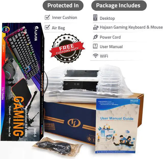 Alt view image 7 of 7 - HP EliteDesk 800 G3 SFF Business Desktop PC Core i7 6700 Upto 4.00Ghz 32GB DDR4 RAM New 1TB SSD with New Dual (2) 24" Monitor (HDMI) -Windows 10 Pro, Free Gaming Keyboard, Mouse, DP to HDMI Adapter