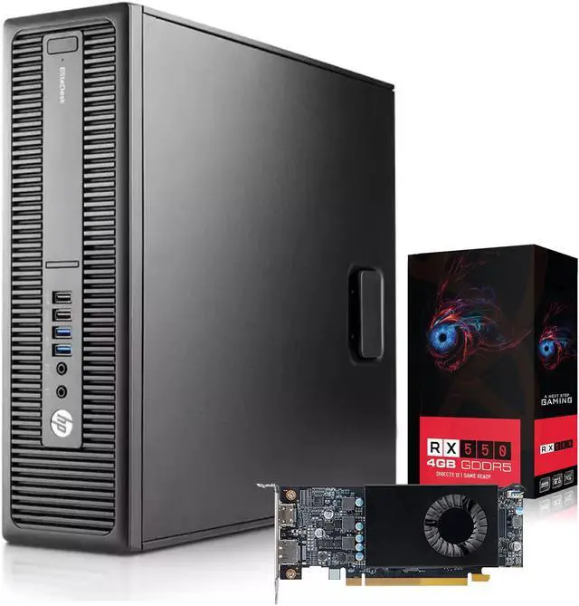 Main image of HP Gaming Desktop Computer EliteDesk SFF i7 6th Gen up to 4.0 GHz 32GB DDR4 RAM 1TB New SSD with AMD Radeon RX550 DDR5 Graphics Card (HDMI), WIFI, New Keyboard & Mouse ,Windows 10 Pro