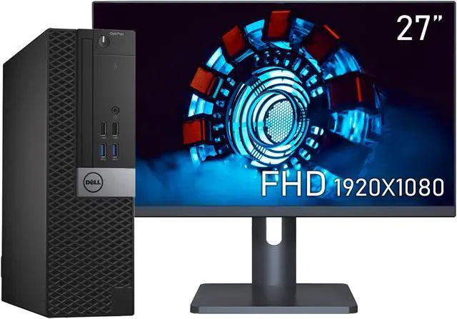 Main image of Dell Optiplex Desktop Computer PC Small Form Factor | Intel Core i5 - 6th Gen Processor upto (3.60 GHz) | 16GB DDR4 RAM - 512 SSD | 27" inch FHD Monitor| WiFi, BT, HDMI, Win 10 Pro, Keyboard & Mouse