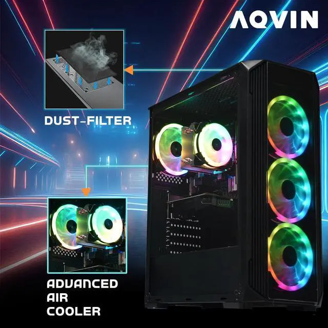 Alt view image 5 of 7 - AQVIN ZForce Gaming PC - Intel i5 Processor upto 4.00 GHz / 1TB SSD - 32GB DDR4 RAM / NVIDIA RTX 3060 12GB GDDR6 Gaming GPU / Windows 11 Pro / RGB Gaming Keyboard & Mouse / WiFi
