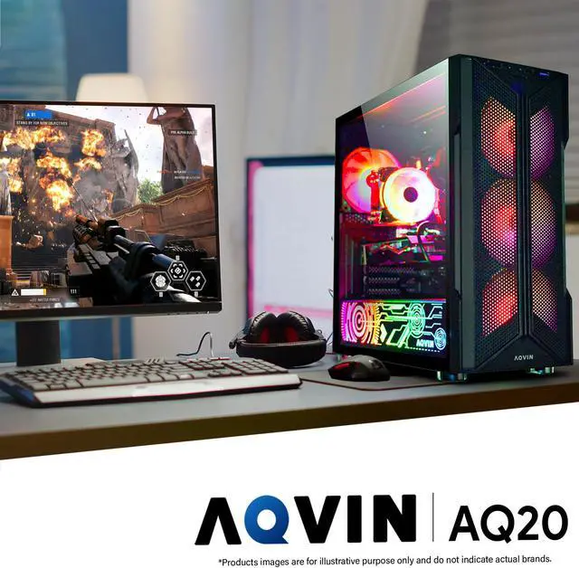 Alt view image 3 of 7 - Gaming PC - AQVIN-AQ20 Tower(Intel Core i7| 32GB RAM| 1TB SSD| RX 580 8GB| Windows 11 Pro) RGB Keyboard Mouse