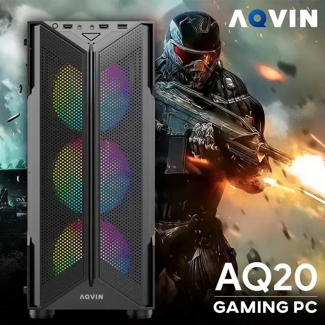 Alt view image 4 of 7 - Gaming PC - AQVIN-AQ20 Tower(Intel Core i7| 32GB RAM| 1TB SSD| RX 580 8GB| Windows 11 Pro) RGB Keyboard Mouse