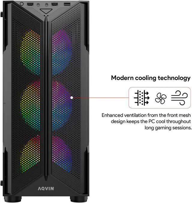 Alt view image 2 of 7 - AQVIN-Q20 TOWER GAMING PC - RGB (INTEL CORE i3 , 32GB RAM, 2TB SSD, GeForce RTX 4060 8GB, WINDOWS 11 PRO) Gaming Keyboard and Mouse, High-Performance Desktop Computer