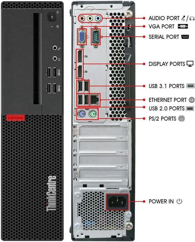 Alt view image 4 of 5 - Business Desktop Lenovo ThinkCentre SFF PC, Intel Core i7 - 6700 @3.40GHz - 8MB Cache, 16GB DDR4 RAM - 1TB SSD, WiFi, BT, Windows 10 Pro, Wireless Keyboard & Mouse Included - Black