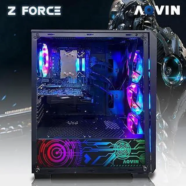 Alt view image 3 of 7 - AQVIN Gaming Desktop PC Tower Computer Intel i7 Processor upto 4.60 GHz 512GB SSD 32GB DDR4 RAM AMD Radeon RX 550 4GB GDDR5 Gaming Card WiFi Windows 11 Pro Free Gaming Keyboard & Mouse