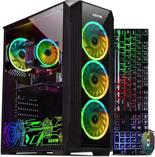 Main image of AQVIN Gaming Desktop PC Tower Computer Intel i7 Processor upto 4.60 GHz 512GB SSD 32GB DDR4 RAM AMD Radeon RX 550 4GB GDDR5 Gaming Card WiFi Windows 11 Pro Free Gaming Keyboard & Mouse