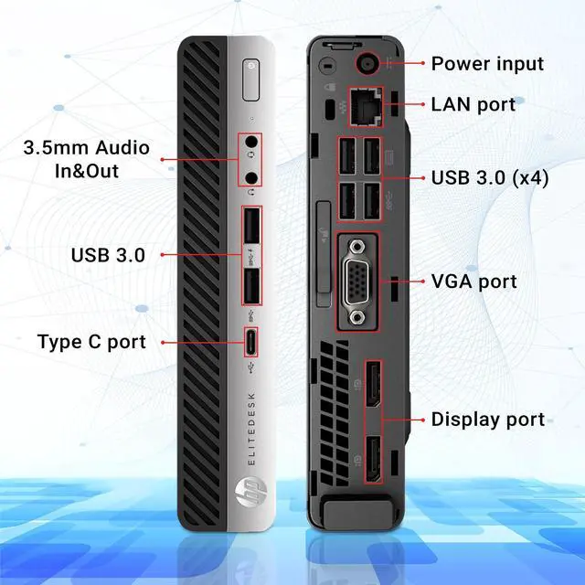 Alt view image 2 of 7 - HP Computer ProDesk 800 G3 Mini Windows 10 Pro Business Desktop Tiny PC | Intel Core i5 6500T Processor | 8GB DDR4 RAM | 256GB M.2 NVMe SSD | WIFI | Bluetooth Adapter | Wireless Keyboard and Mouse