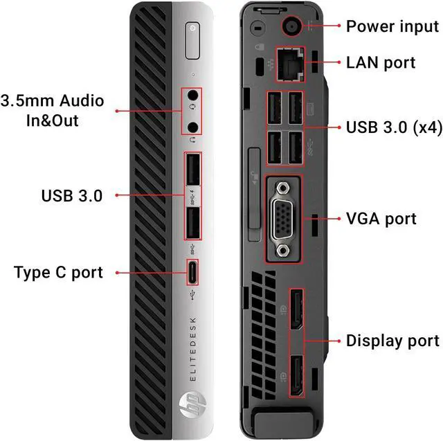 Alt view image 8 of 8 - HP ProDesk 800 G3 Mini Windows 10 Pro Professional Desktop Computer Tiny PC - Intel Core i5 7th Gen Processor/ 8GB DDR4 RAM/ 1TB M.2 NVMe SSD/ Wireless Keyboard and Mouse/ WiFi