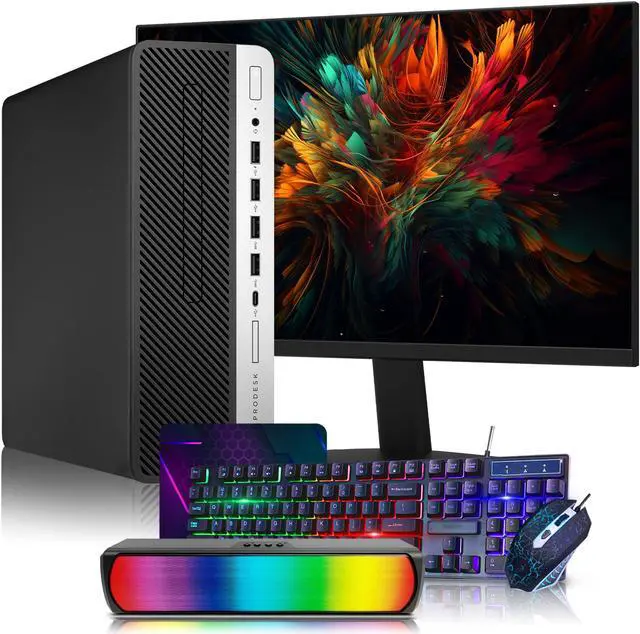 Main image of HP Business Desktop PC ProDesk 600 G4 SFF High-Performance Windows 11 Pro Computer - Intel Hexa-Core I5 8500 Processor | 32GB DDR4 RAM | 1TB SSD (Fast boot) | 24 Inch FHD Monitor | RGB Sound Bar | BT