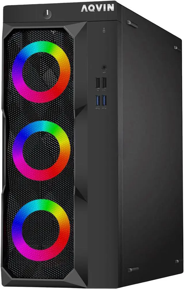 Alt view image 5 of 7 - Gaming PC - AQVIN LuminaRings Desktop Computer/ Intel core I7 Up to 4.20 GHz / GeForce GTX 1630 4GB DDR6 Graphics Card / 1TB SSD/ 32GB DDR4 RAM / 27 Inch Curved Monitor / RGB / WiFi / Windows 10 Pro