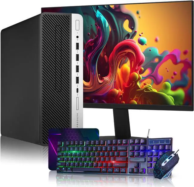 Main image of HP Desktop Computer ProDesk 600 G4 SFF Windows 11 Pro High-Performance PC - Intel Hexa-Core I5 8th Gen CPU Up to 4.10 GHz/ 24-Inch FHD Monitor/ 16GB DDR4 RAM/ 512GB SSD/ WiFi/ Gaming Keyboard Mouse